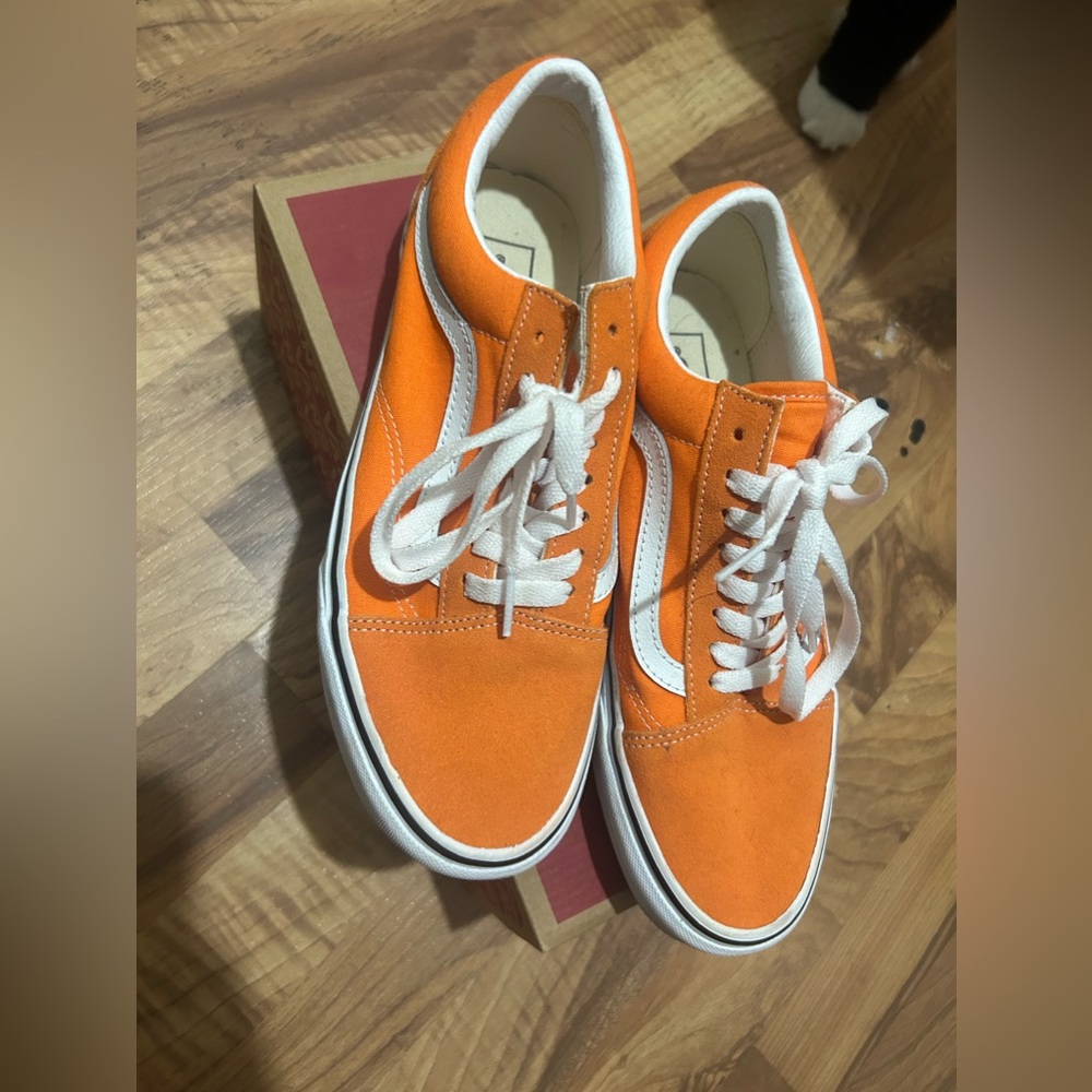 Vans Orange and White Old Skool Sneakers